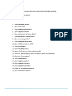 Actividad: Cuestionario de Conceptos Básicos para La Electrónica. Ejercicio de Preguntas