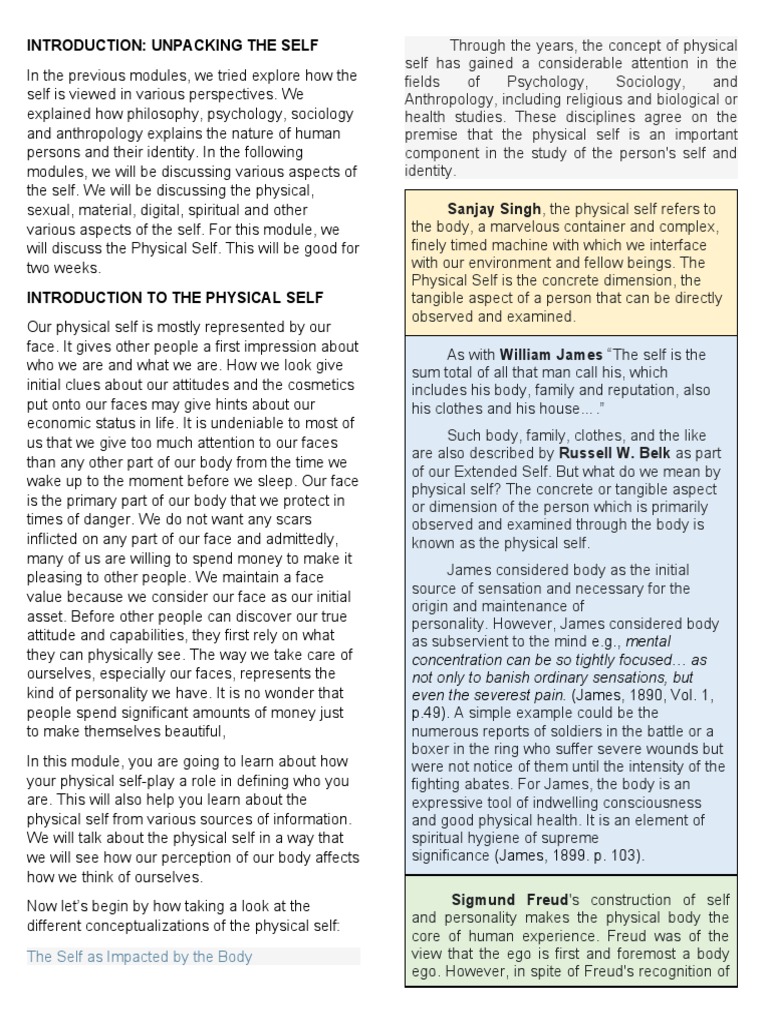 Unpacking the Physical Self | PDF | Body Image | Self Esteem