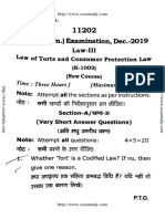 LLB 1 Sem Law 3 Law of Torts and Consumer Protection Law K 1003 Dec 2019
