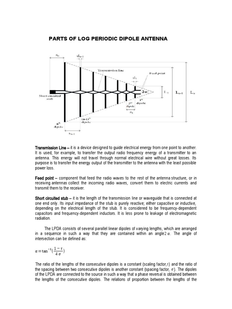 Parts of Log Periodic Dipole Antenna | PDF | Antenna (Radio ...
