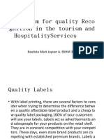 Mechanism For Quality Reco Gnition in The Tourism and Hospitalityservices