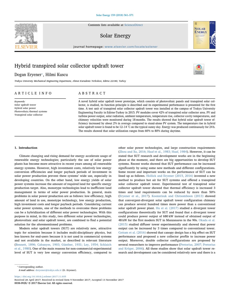 Hybrid Transpired Solar Collector Updraft Tower | PDF | Solar Energy ...