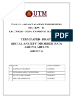 Term Paper-Draft Social Anxiety Disorder (Sad) Among Adults