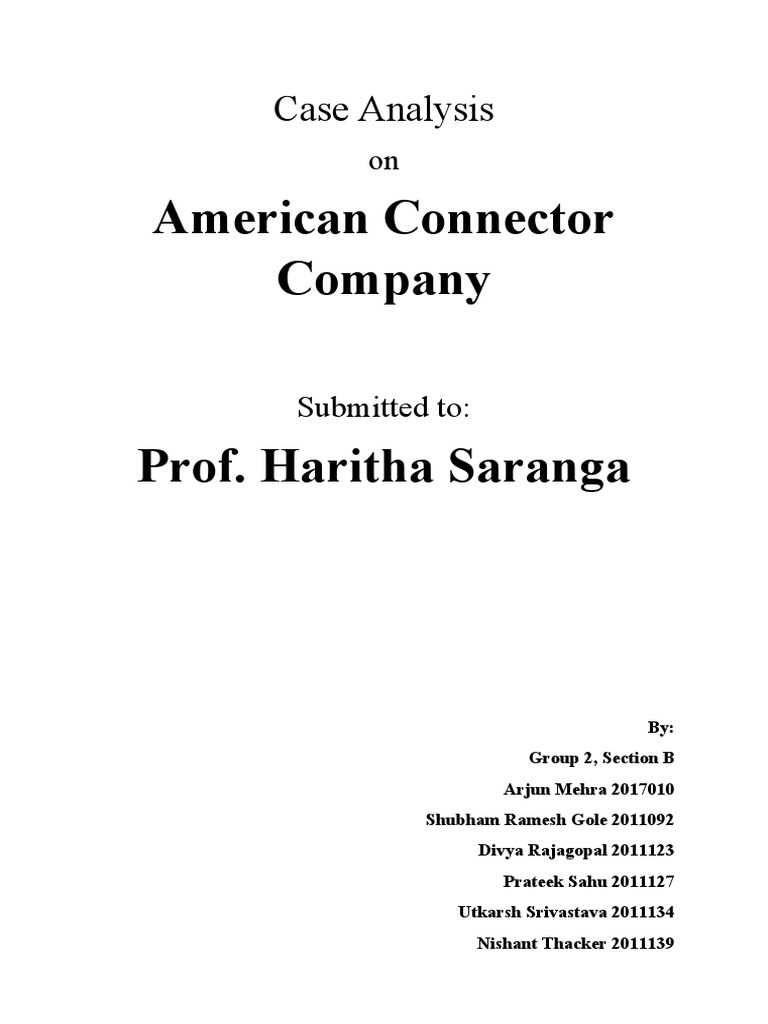 American Connector Company Case Analysis PDF Inventory Business