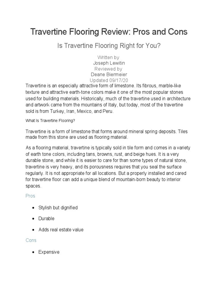 Travertine Flooring: Pros & Cons | PDF | Flooring | Tile