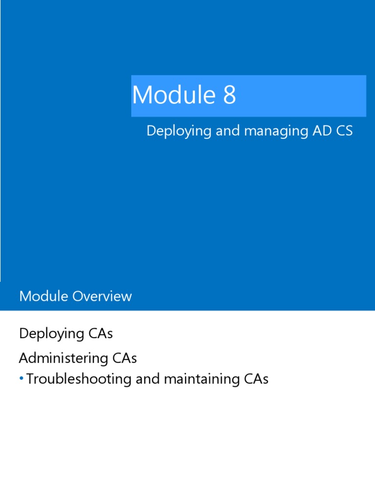 Deploying and Managing AD CS | PDF | Public Key Certificate | Windows ...