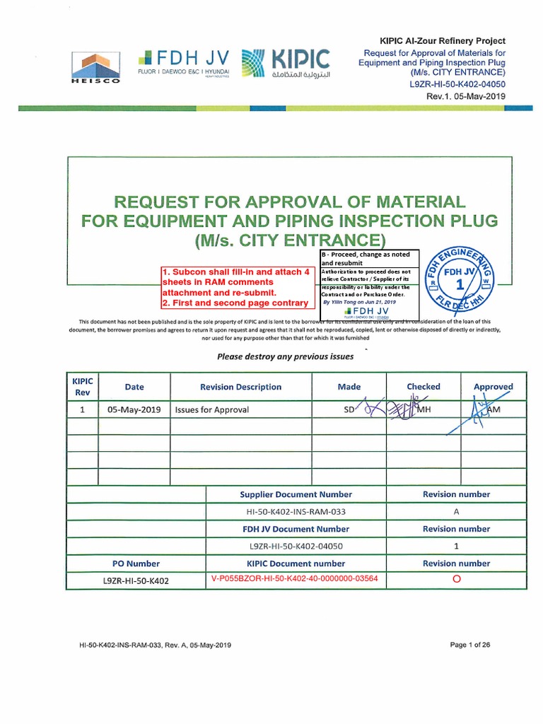 KIPIC Equipment Inspection Plug Approval | PDF | Business
