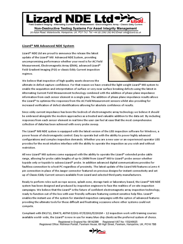Lizard® M8 Advanced NDE System | PDF | Power Supply | Electronics