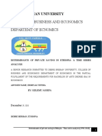 College of Business and Economics Departemt of Ecnomics: Debre Berhan University