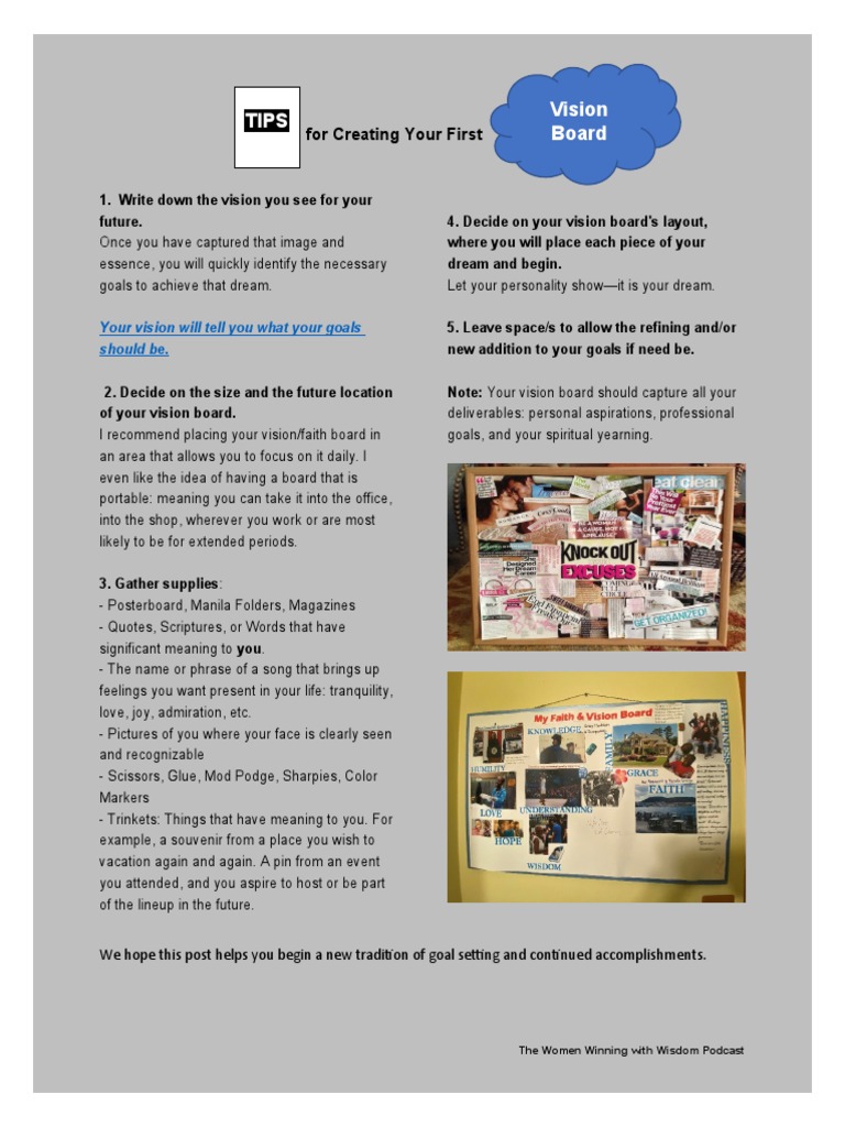 Vision Board Tips for Goal Setting | PDF | Career & Growth | Self ...