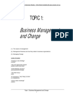 Business Management and Change: Topic 1