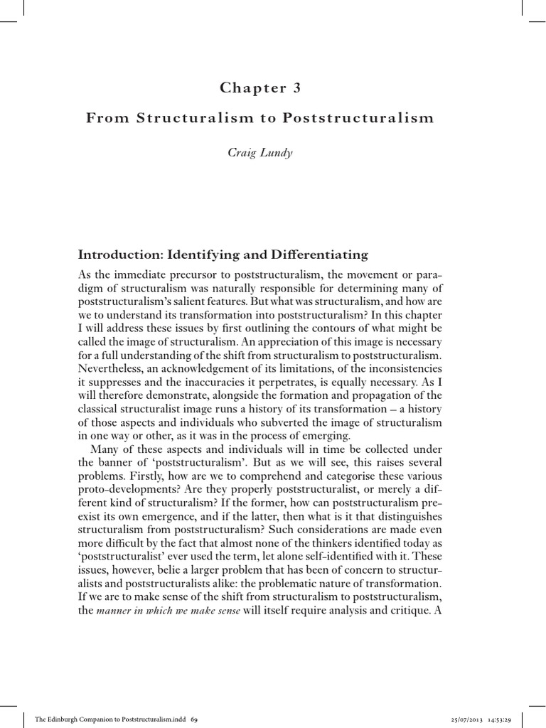 From Structuralism To Poststructuralism Introduction Identifying and