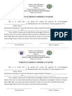 Permit and Waiver to parents