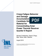 Creep-Fatigue Behavior and Damage Accumulation of A Candidate Structural Material For Concentrating Solar Power Thermal Receiver Quarter 6 Report