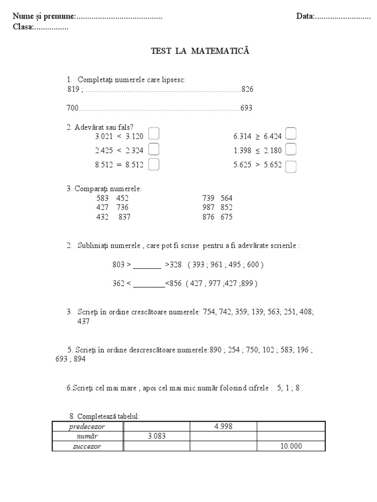 1 Test La Matematica | PDF