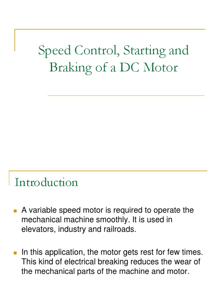 Speed Control and Starting of A DC Motor | PDF | Electric Motor | Rectifier