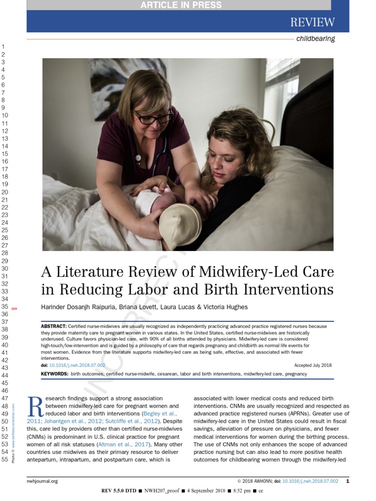 A Literature Review of MidwiferyLed Care in Reducing Labor and Birth Interventions PDF