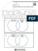 Venn Diagrams Sheet 3:4: Put The Letters Representing Each Shape in The Correct Places in These Venn Diagrams