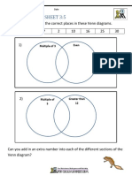 Venn Diagrams Sheet 3:5: Put These 8 Numbers in The Correct Places in These Venn Diagrams. 15 21 7 2 10 16 25 30
