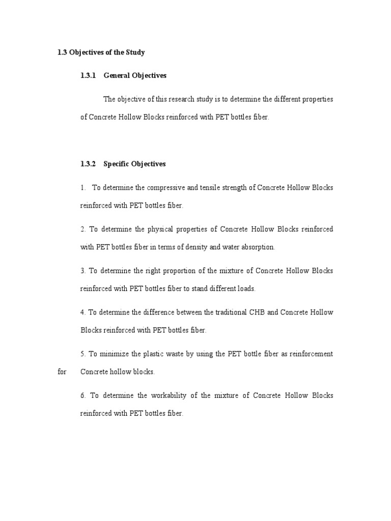 1.3 Objectives of The Study 1.3.1 General Objectives | PDF