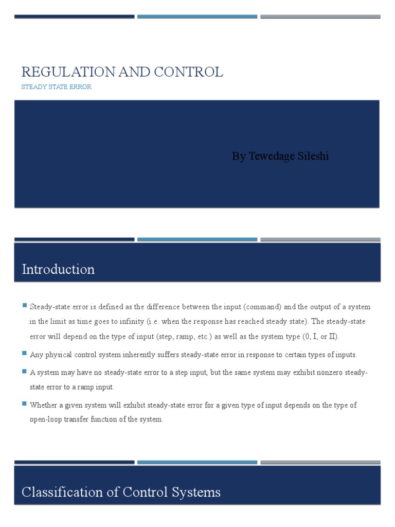 Understanding Steady-State Error in Control Systems | PDF | Steady ...