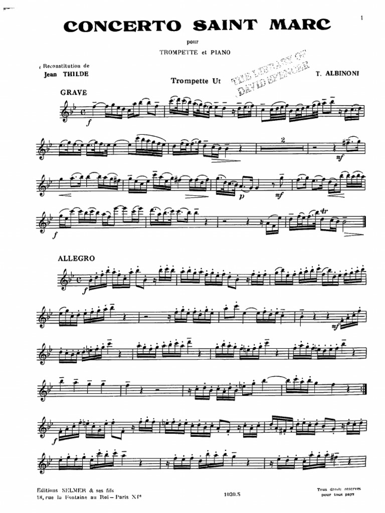 Albinoni Concerto Saint Marc PDF PDF