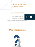 Team:B.TECH (CSE 2018-2022) Channel:DBMS: Data Independence