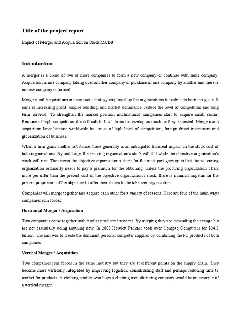 M&A Impact on Indian Stock Market | PDF | Mergers And Acquisitions | Sony
