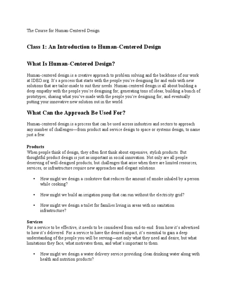 Human-Centered Design Course Overview | PDF | Design Thinking | Design