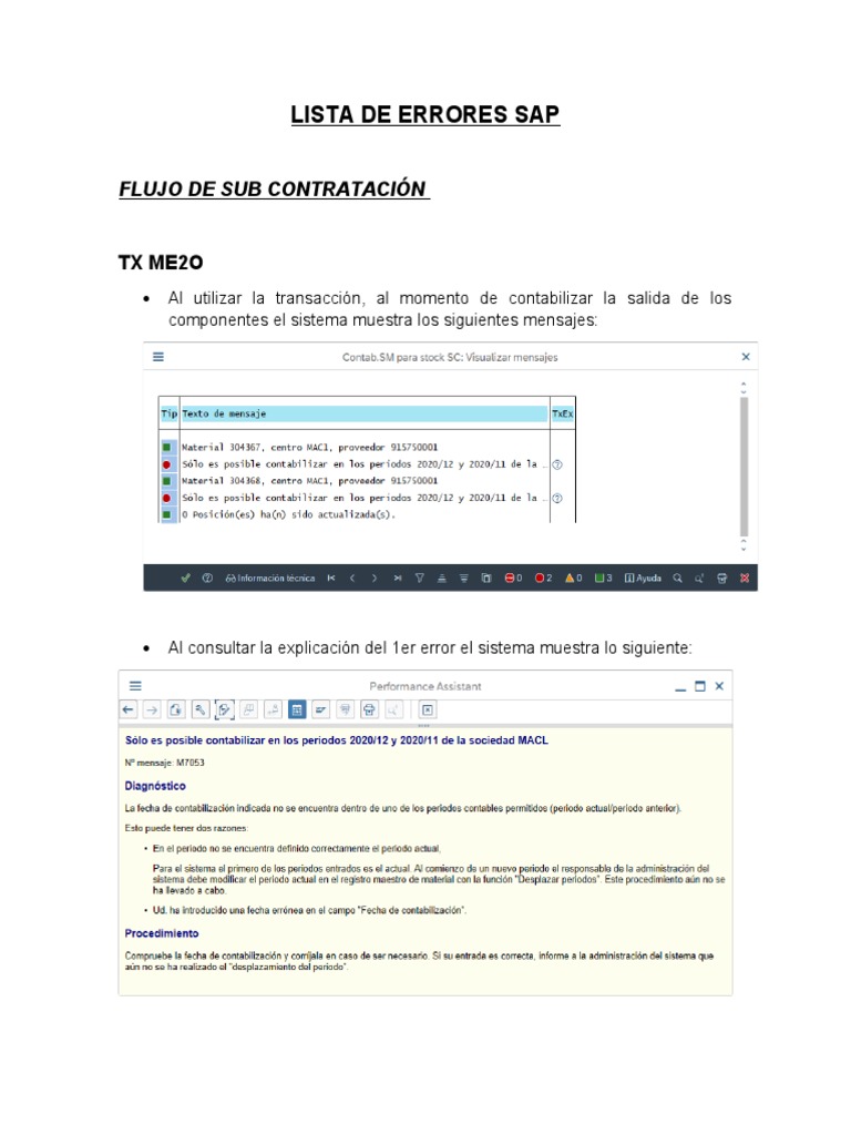 Errores SAP PDF