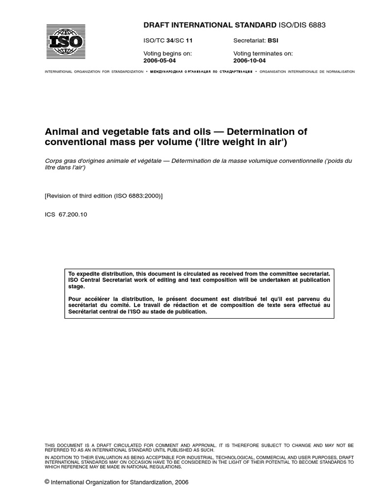 Determinacion de Masa Volumica ISO 6883 | PDF | International ...