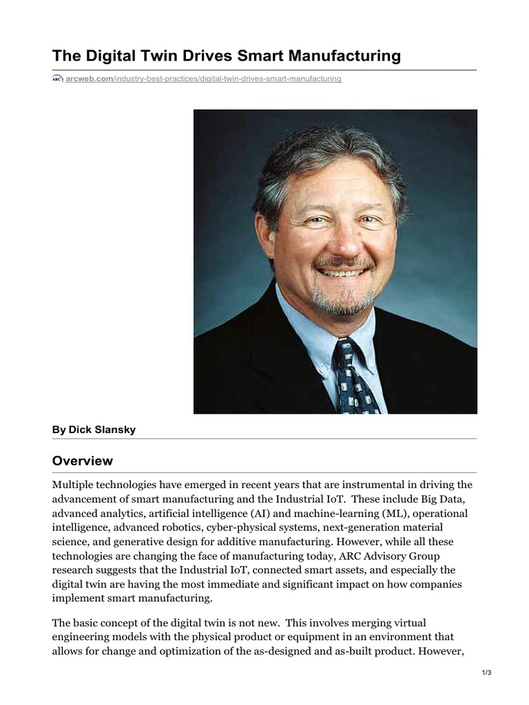 Digital Twin's Role in Smart Manufacturing | PDF | Computers ...