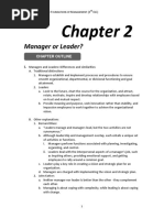 Manager or Leader?: Chapter Outline