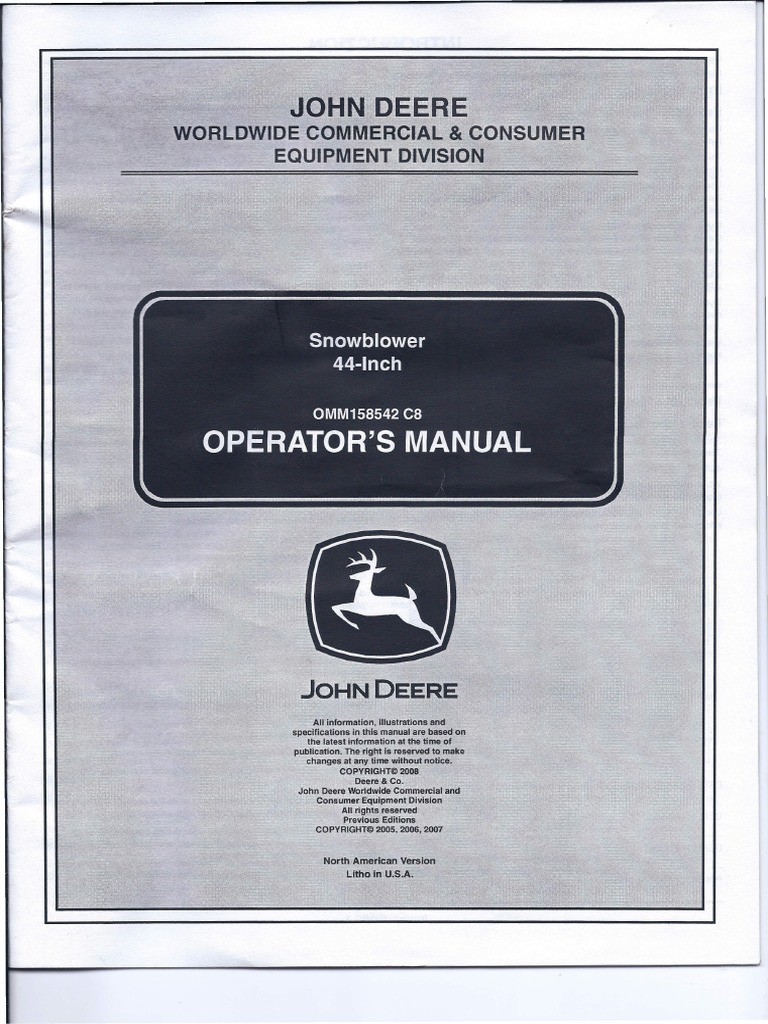 John Deere Snowblower Operator Manual | PDF | Elevator | Belt (Mechanical)