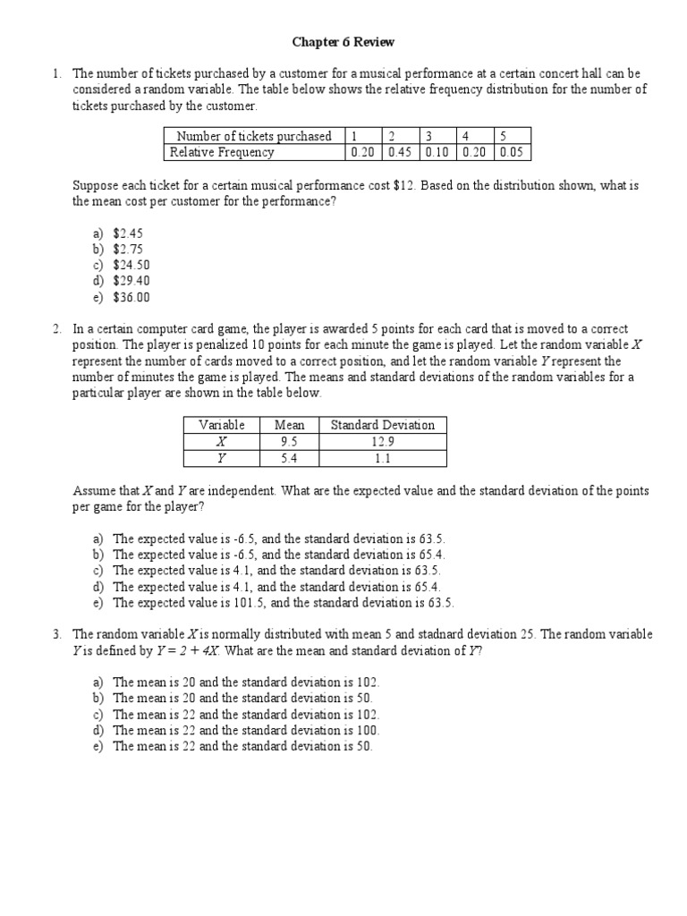 Mean Cost and Statistics Review | PDF | Standard Deviation | Mean