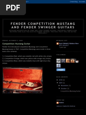 Fender Competition Mustang and Fender Swinger Guitars: Competition Mustang Guitar