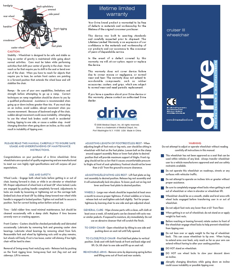 Cruiser III Wheelchair Manual PDF PDF Wheelchair Chair