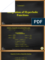 Lesson 6 Integration of Hyperbolic Funtions