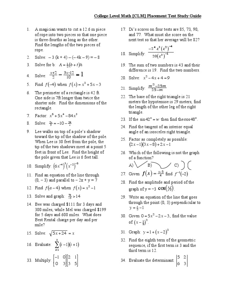 College Level math test Triangle Trigonometric Functions