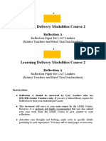 Learning Delivery Modalities Course 2: Reflection A