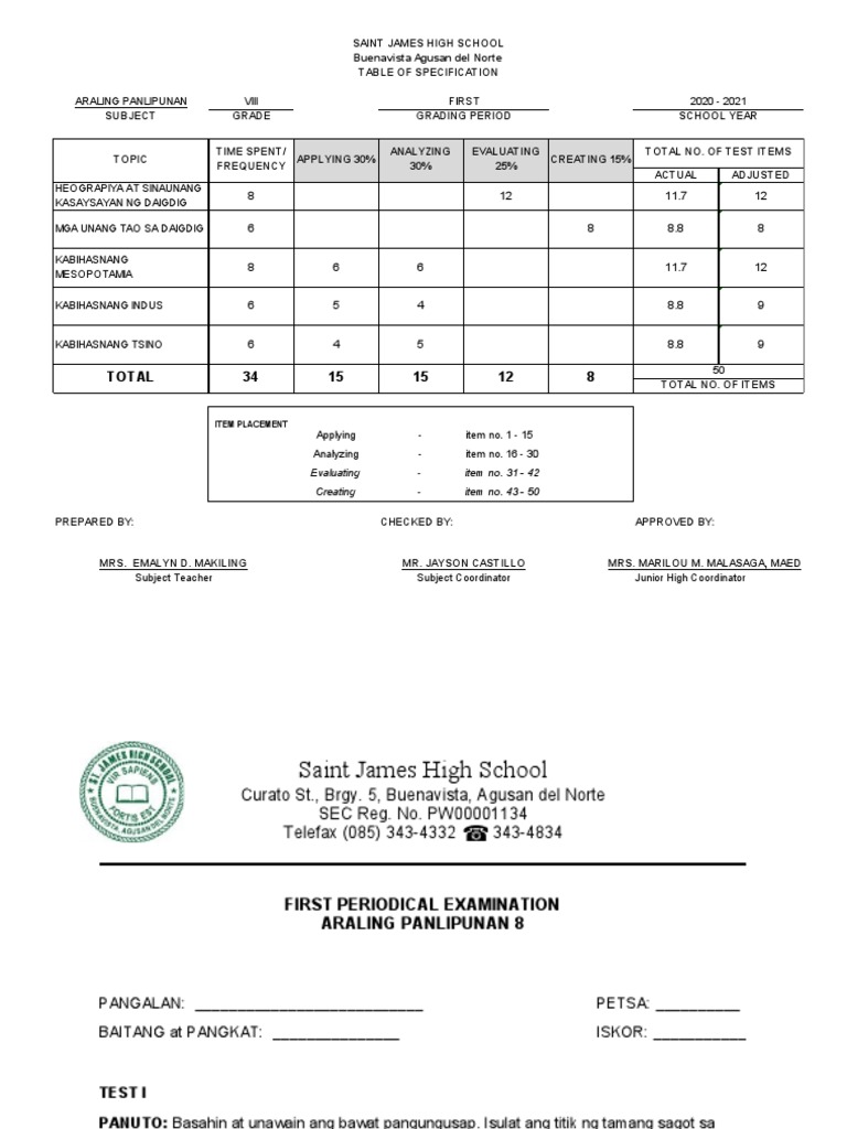 AP VIII 1st Periodical | PDF