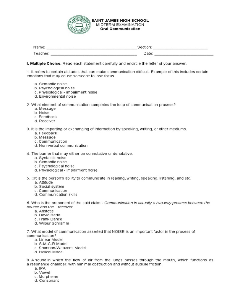 Oral Communication Midterm Exam PDF Stress (Linguistics) Vowel