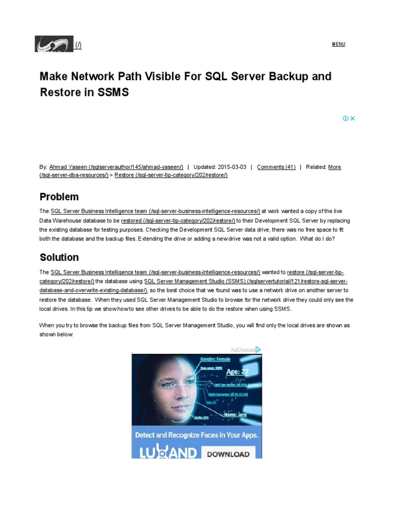 Make Network Path Visible For SQL Server Backup and Restore in | PDF ...