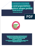 Value Added Course: Poverty and Population: Demographics Shape Policy