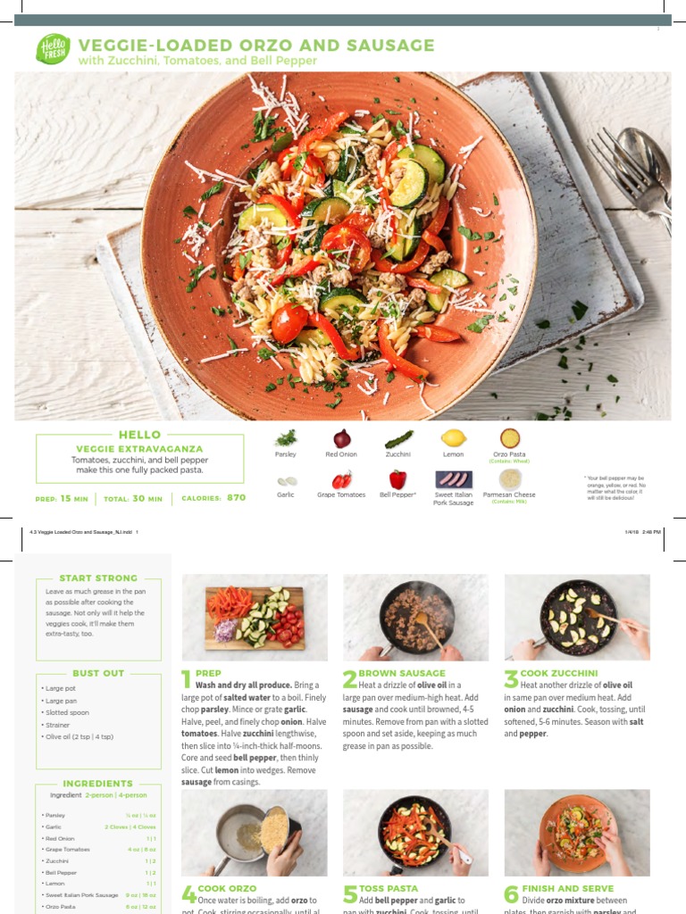 VeggieLoaded Orzo and Sausage With Zucchini, Tomatoes, and Bell