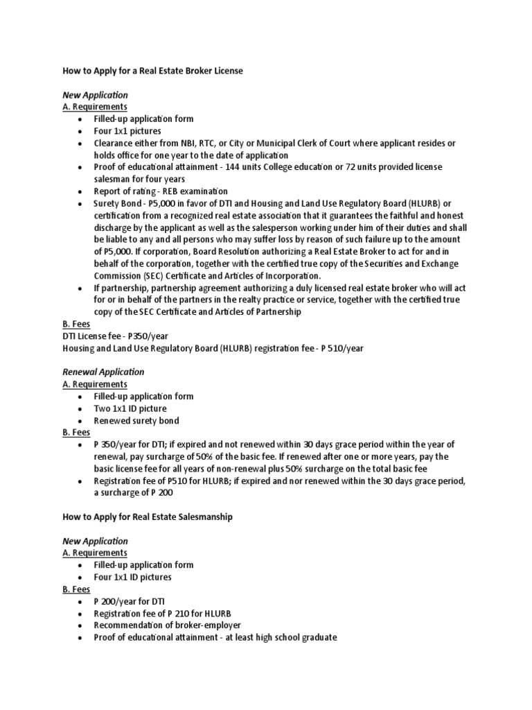 Broker Requirements | PDF | Real Estate Broker | Fee