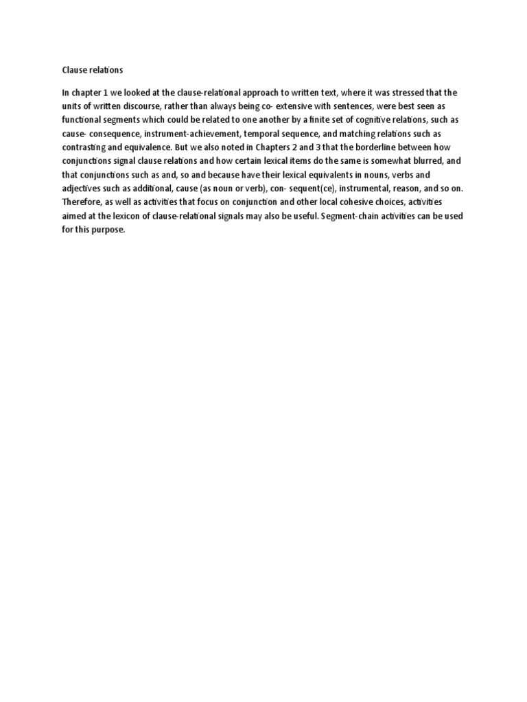 Understanding Clause Relations | PDF