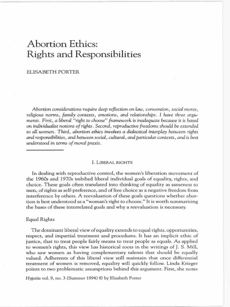 Abortion Ethics Rights and Responsibilities | PDF