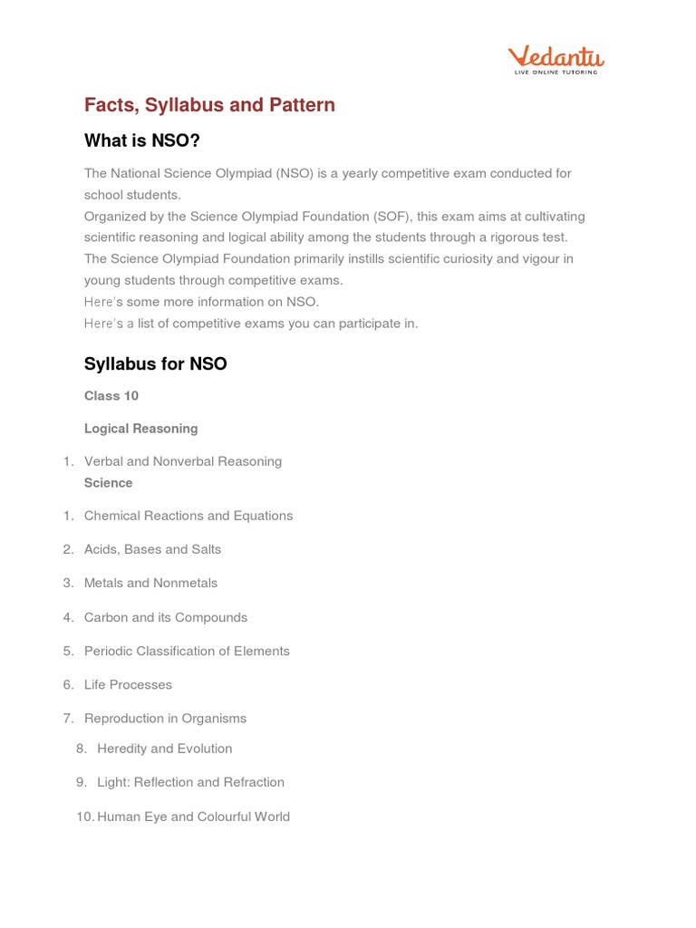 Facts, Syllabus and Pattern: What Is NSO? | PDF | Test (Assessment ...