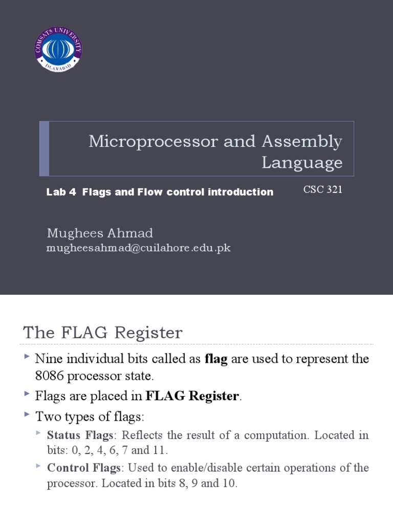 Flags in 8086 Assembly Language | PDF | Bit | Computer Architecture